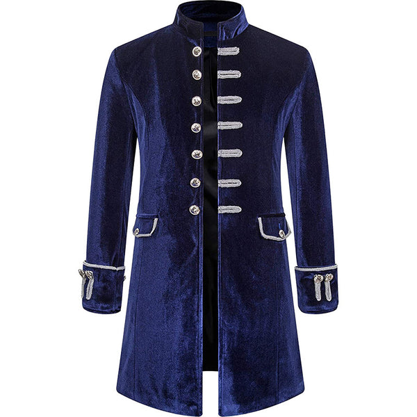 Abrigo Uniforme Steampunk Terciopelo Cuello Alto para Hombre