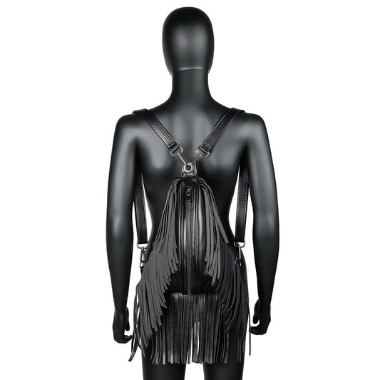 Mochila Elegante con Cartera Integrada y Detalles de Borlas