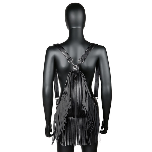 Mochila Elegante con Cartera Integrada y Detalles de Borlas