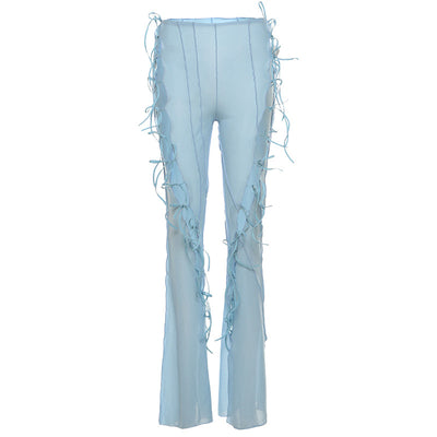 Pantalones Rectos Cintura Alta con Detalle Micro Acampanado y Encaje - Image 11