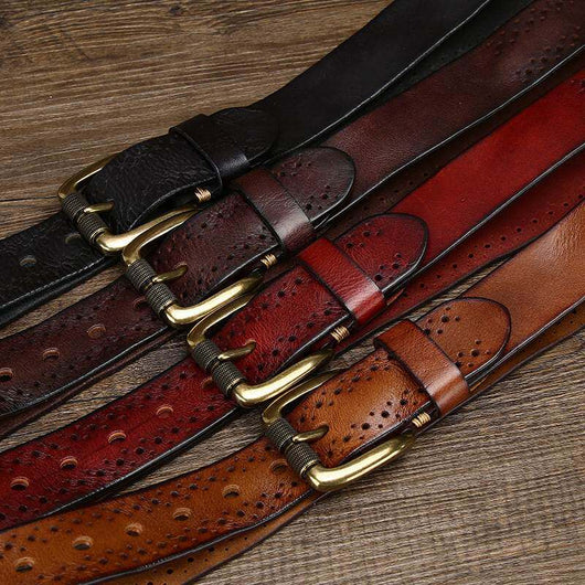 Cinturón Retro de Cuero Genuino con Diseño Calado y Hebilla Casual - Image 8