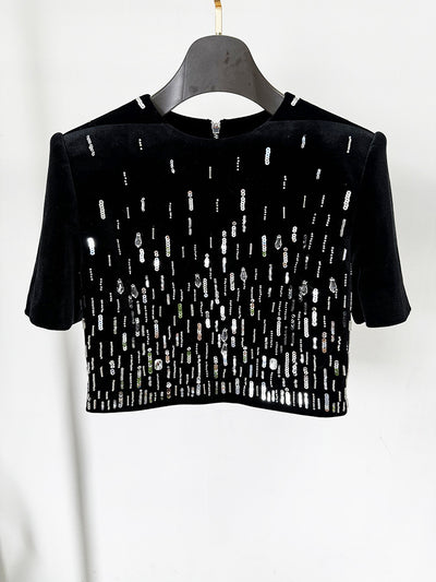 Vestido Midi de Terciopelo con Cuentas - Conjunto Elegante - Image 15