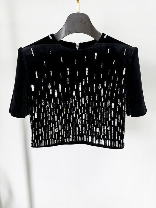 Vestido Midi de Terciopelo con Cuentas - Conjunto Elegante - Image 15