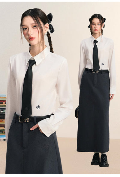 Blusa Universitaria Manga Larga Ajustada al Busto - Image 20