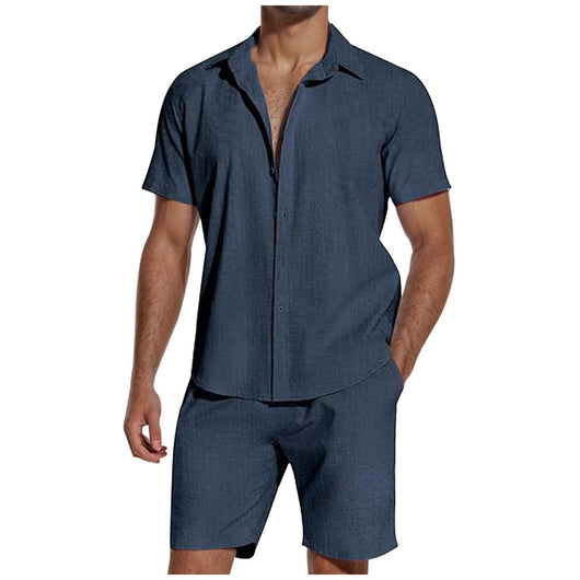 Camisa de Lino con Solapa Manga Corta para Hombre - Image 13