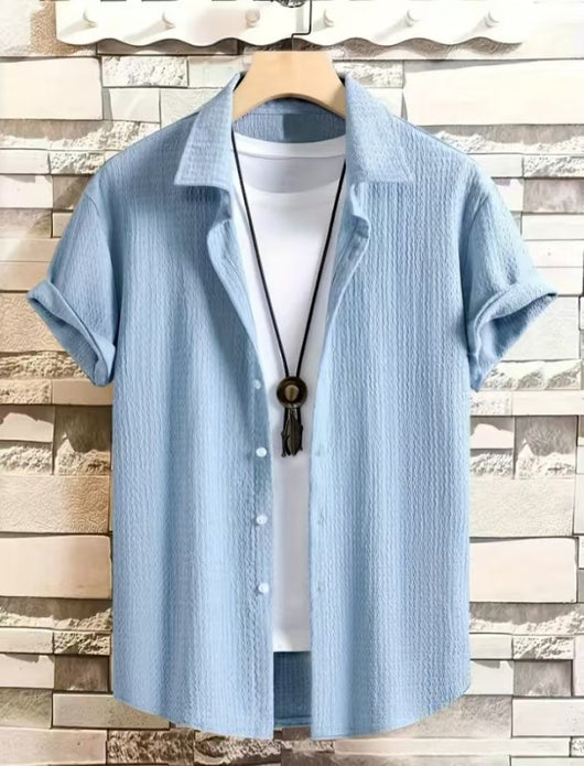 Camisa Casual de Manga Corta Holiday Leisure sin Arrugas para Hombre - Image 42