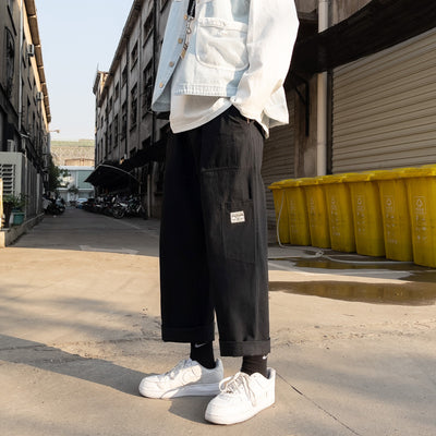 Pantalones Japoneses Sueltos de Color Liso - Comodidad Casual - Image 8