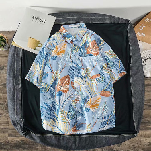 Camisa Suelta Estampada de Manga Corta para Hombre - Image 8