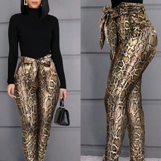 Pantalones Harem Estampado Piel de Serpiente Bronce para Mujer