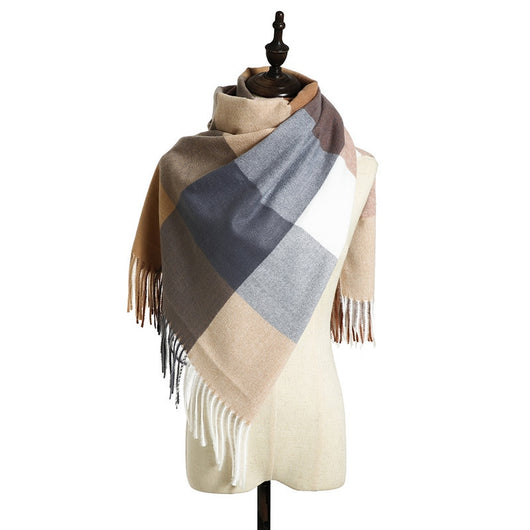 Bufanda Chal de Cashmere con Borlas - Abrigo Escocés Largo para Invierno - Image 10