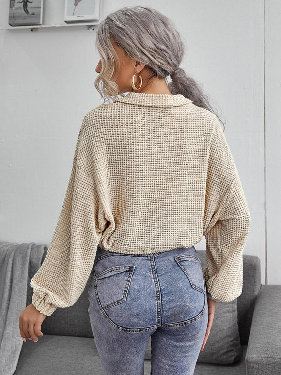 Polo de Punto con Cremallera y Cuello Solapa