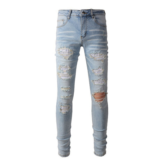 Pantalones Vaqueros Skinny Azules con Detalles Rotos - Image 2