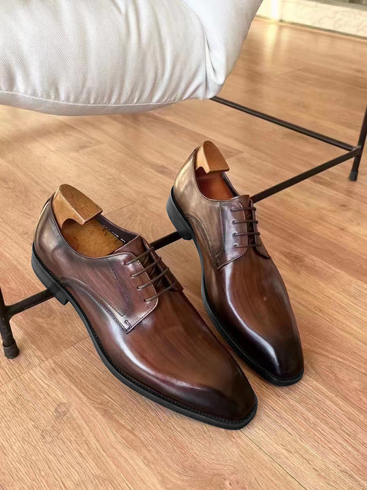 Zapatos de Cuero Vintage con Punta Cuadrada para Hombre - Image 24