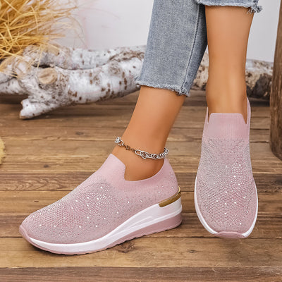 Zapatos de Tacón Cuña Verano para Mujer con Strass y Punta Redonda - Image 4
