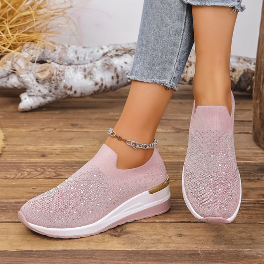 Zapatos de Tacón Cuña Verano para Mujer con Strass y Punta Redonda - Image 4