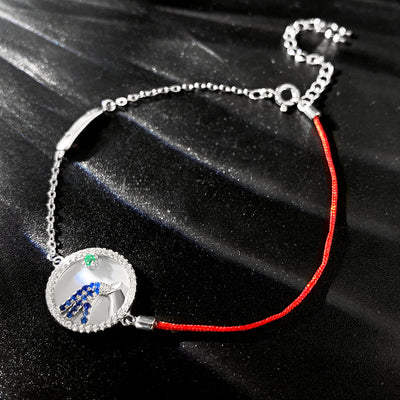 Pulsera Plata S925 Constelación Acuario Esmeralda Minimalista
