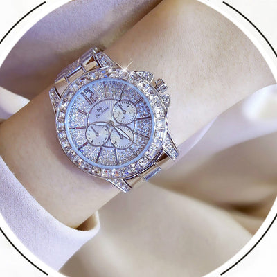 Reloj de Tres Ojos con Cristal Diamante Completo, Esfera Grande y Resistencia al Agua - Image 8