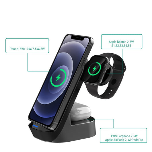 Cargador Inalámbrico 3 en 1 Plegable 15W con Soporte Vertical - Image 10