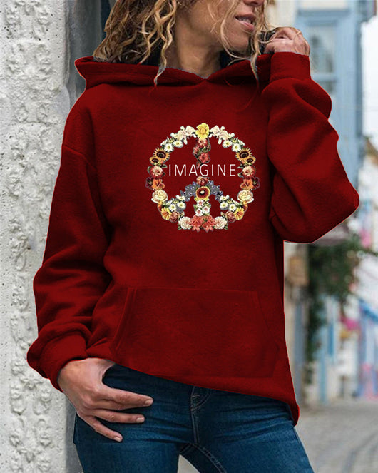 Sudadera con Capucha y Cordón Ajustable de Manga Larga para Mujer - Image 9