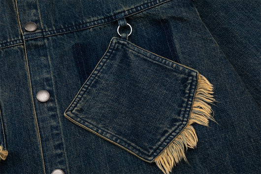 Chaqueta Camiseta con Bolsillo Personalizado y Diseño Barba de Gato Deshilachado - Image 8