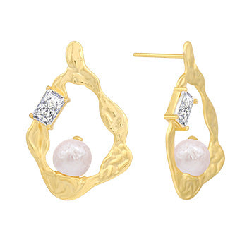 Aretes de Perla Barroca Plata Irregular para Mujer - Image 8