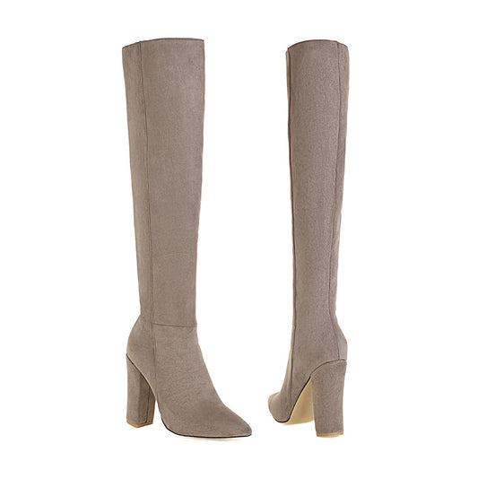 Botas de Gamuza hasta la Rodilla con Tacón Medio y Punta Redonda para Mujer - Image 2