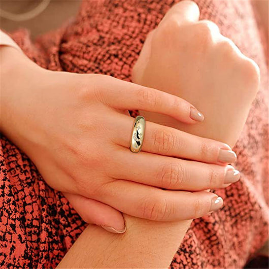 Anillo Dorado con Patrón Geométrico y Baño de Cobre - Versátil y Elegante - Image 4