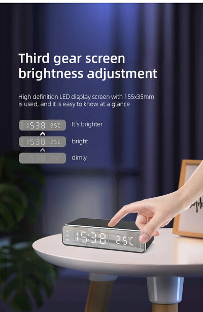 Reloj Despertador LED con Cargador Inalámbrico, Espejo HD y Termómetro - Image 22