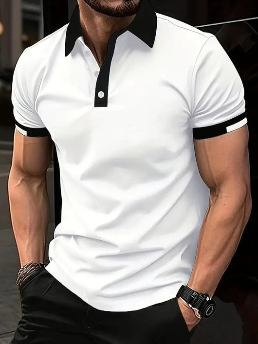 Polo Casual Holgado de Manga Corta Liso para Hombre - Image 26