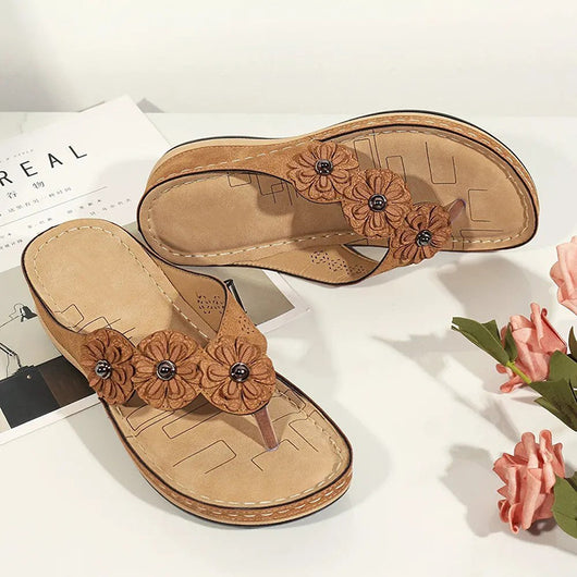 Sandalias Cuña Retro Flores para Mujer - Zapatos de Playa Cómodos Verano - Image 18