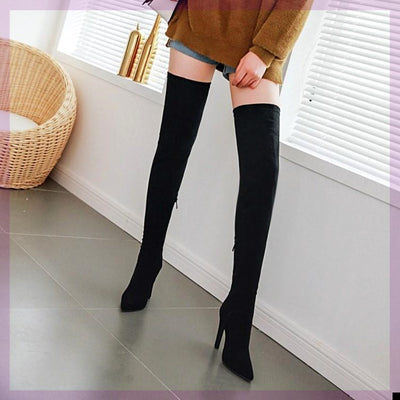 Botas Rojas Altas con Caña Elástica para Mujer
