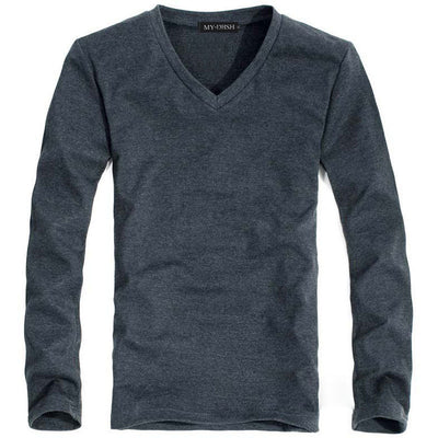 Camiseta Slim Fit Hombre Colores Sólidos Primavera Otoño - Image 28