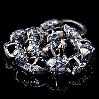 Pulsera Calavera Doble Cara Plata Sterling S925 Estilo Hip Hop - Image 4