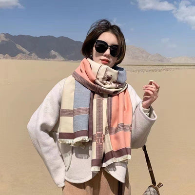 Bufanda de Cachemir Artificial Bicolor Estilo Coreano para Mujer Invierno - Image 20