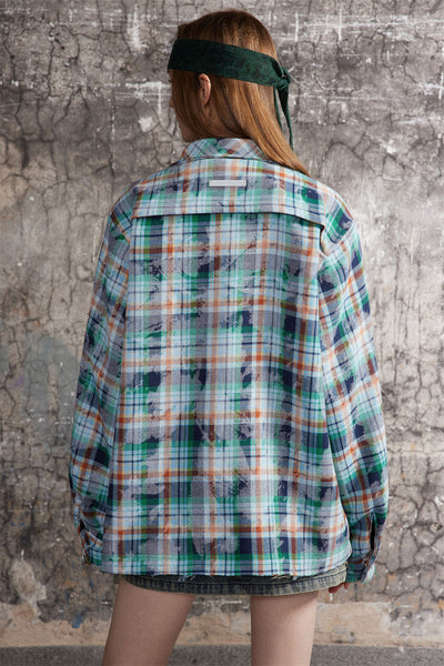 Camisa de Cuadros Desgastada de Manga Larga para Hombre - Image 20