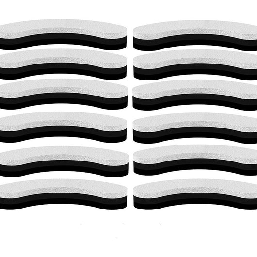 Twelve curved, multi-layered pet water fountain filters with white and dark gray layers, arranged on a white background. - Image 12