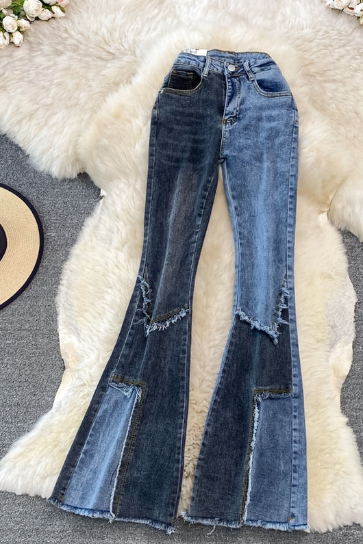 Pantalones Flare Vintage de Talle Alto con Borde Crudo - Image 6