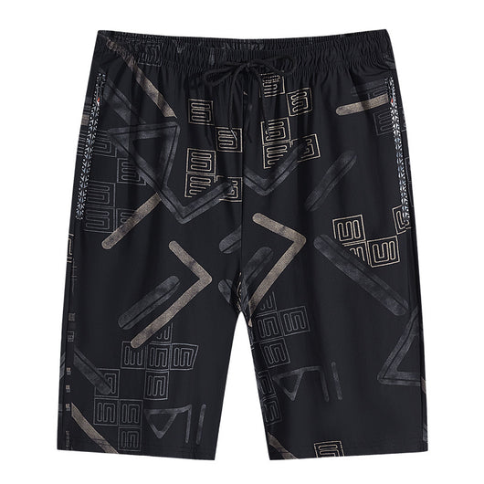 Shorts Deportivos Sueltos de Seda de Hielo con Estampado - Secado Rápido
