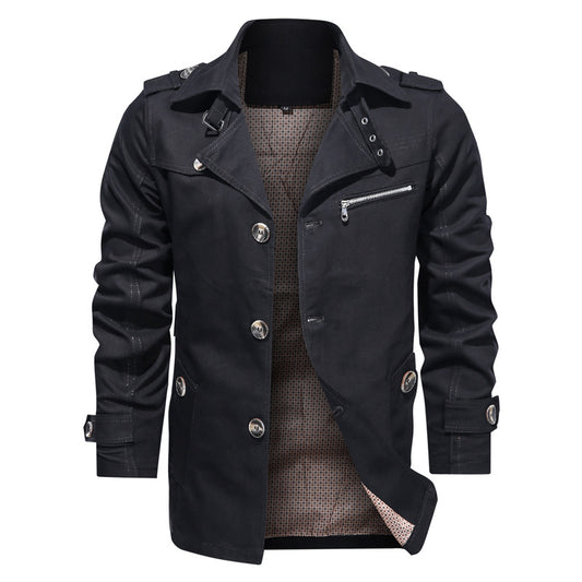 Chaqueta Casual de Algodón con Solapa - Corte Medio para Hombre