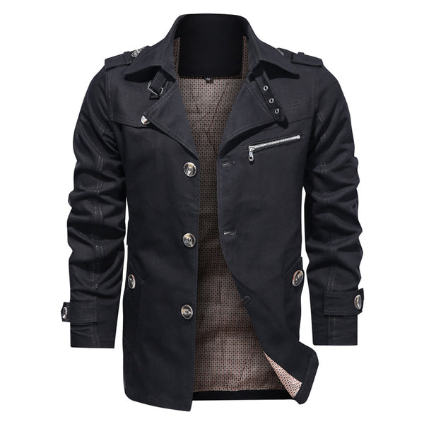 Chaqueta Casual de Algodón con Solapa - Corte Medio para Hombre