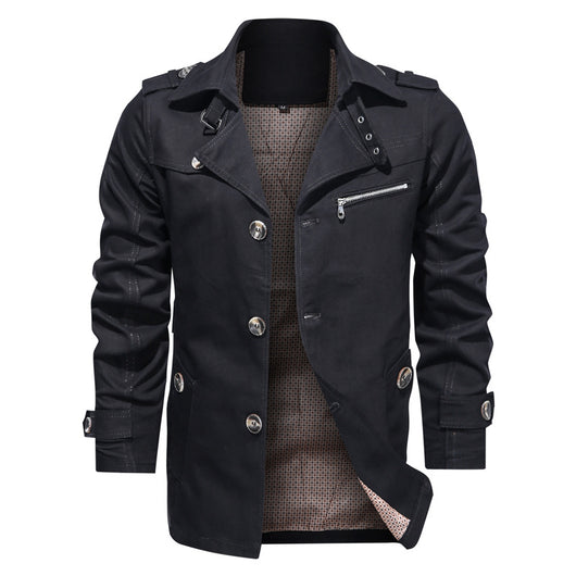 Chaqueta Casual de Algodón con Solapa - Corte Medio para Hombre