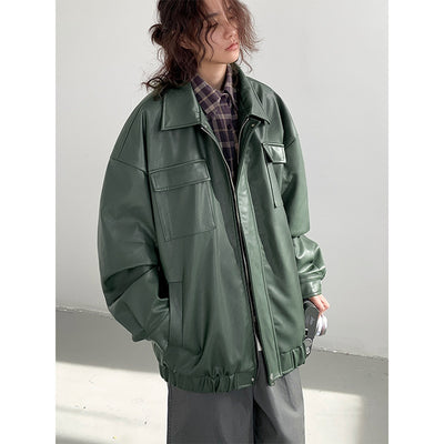 Chaqueta de Cuero Suelta Estilo Japonés para Primavera y Otoño - Image 4
