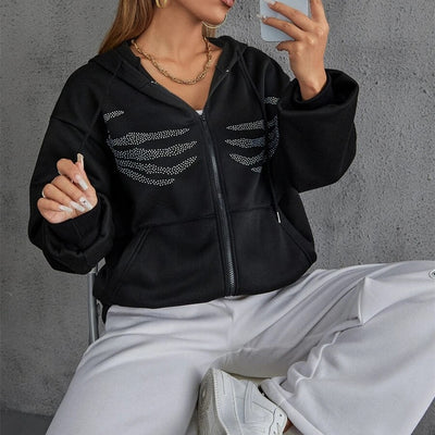 Sudadera con Capucha y Calavera Brillante - Cardigan Deportivo para Mujer - Image 10