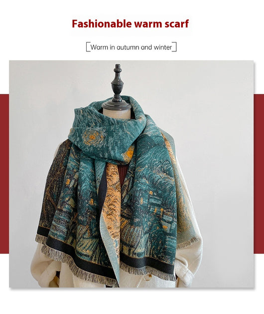 Bufanda Artística Gruesa de Cachemira con Estampado Coordinado para Otoño e Invierno - Image 12