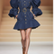 Vestido Chemise Jeans Azul Marinho com Cinto e Mangas Bufantes