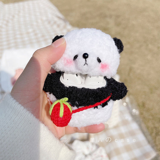 Auriculares Bluetooth Inalámbricos con Diseño de Panda Fresa Peluche - Image 5