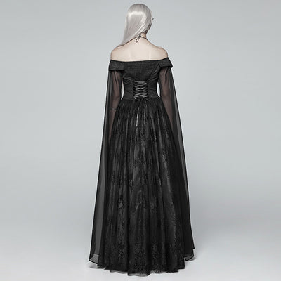 Vestido Victoria con Capa Drapeada Hombros Descubiertos - Image 3