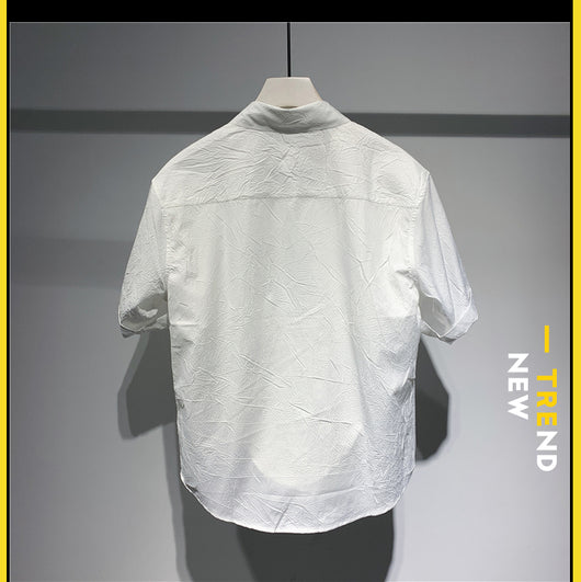Camisa Suelta Manga Corta Estilo Coreano Japonés para Hombre - Image 13