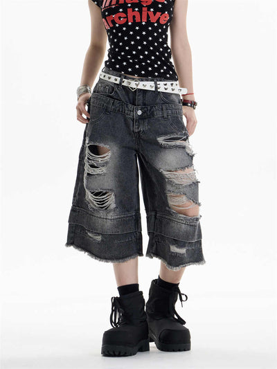 Shorts Denim Rotos Cintura Alta Sueltos para Mujer - Image 8