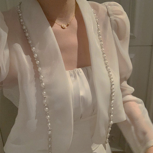 Conjunto Jumpsuit Bandeau Vintage Francés con Pedrería de Dos Piezas - Image 10